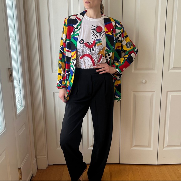 Vintage Tops - Vintage White Abstract Bird Tank Top